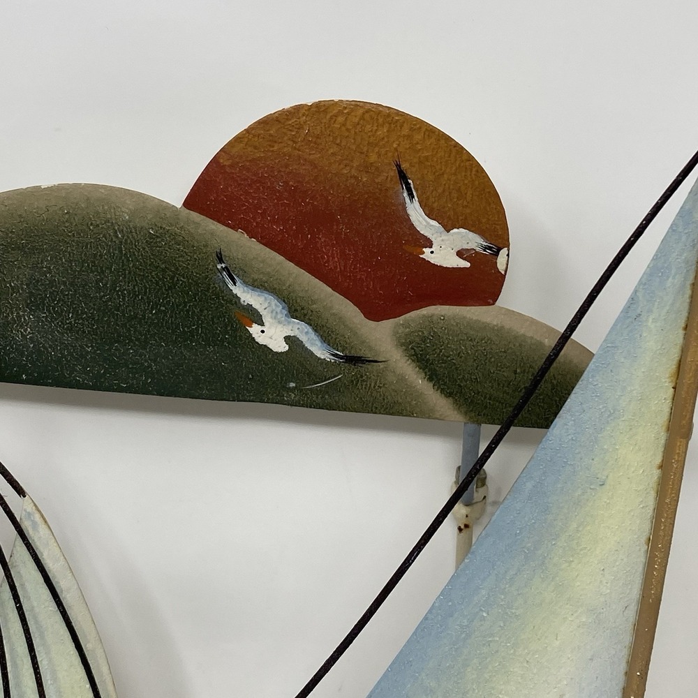 VTG Collections Etc Metal Wall Art Sailboat Sculpture Regatta 27x13 Hand-Painted - Picture 5 of 13